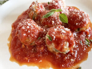 baked chicken meatballs close up